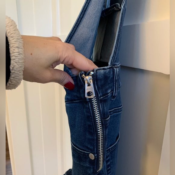 Cheap Monday Dungaree Spray Dark Wash Skinny Denim Overalls size M - Picture 5 of 12